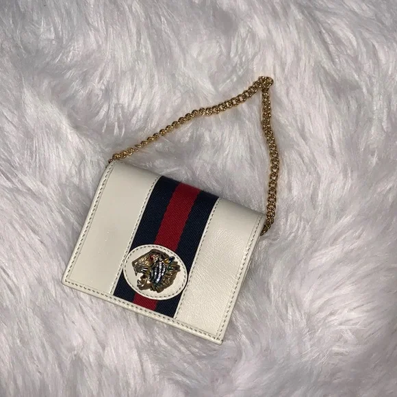 Gucci White Rajah Chain Card Case Sylvie - Picture 3 of 10